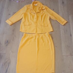 Allison Woods Vintage Yellow 2piec Suit Set With Skirt And Blazer. Plus Size 18